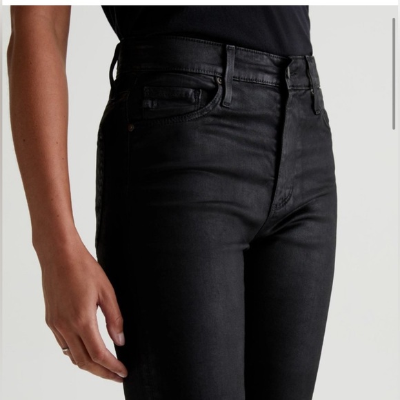 AG Farrah Skinny Ankle HIGH-RISE SKINNY ANKLE LEATHERETTE SUPER BLACK JEANS 27R - Picture 5 of 13